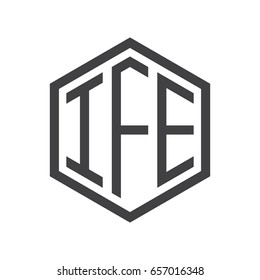 three-letter initials hexagon logo black