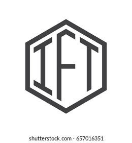 three-letter initials hexagon logo black