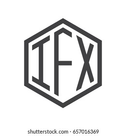 three-letter initials hexagon logo black