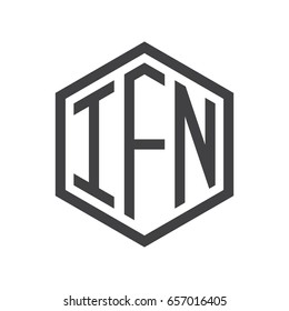 three-letter initials hexagon logo black