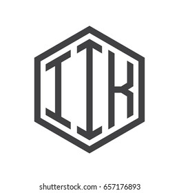 three-letter initials hexagon logo black