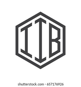 three-letter initials hexagon logo black