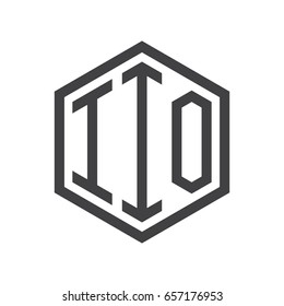 three-letter initials hexagon logo black