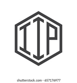 three-letter initials hexagon logo black