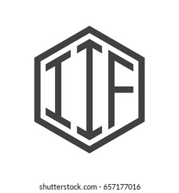 three-letter initials hexagon logo black