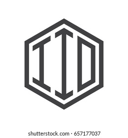 three-letter initials hexagon logo black