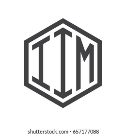 three-letter initials hexagon logo black