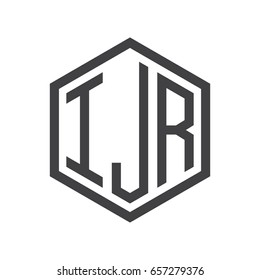 three-letter initials hexagon logo black
