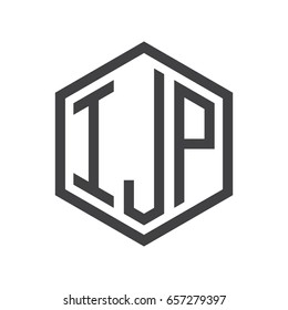 three-letter initials hexagon logo black