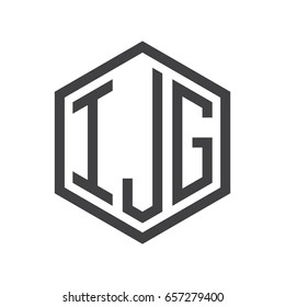 three-letter initials hexagon logo black