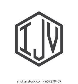 three-letter initials hexagon logo black