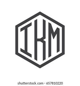 three-letter initials hexagon logo black