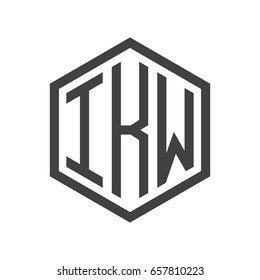 three-letter initials hexagon logo black