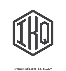 three-letter initials hexagon logo black