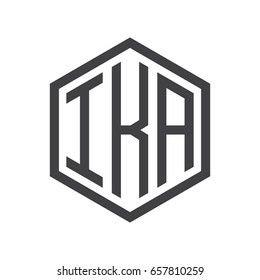 three-letter initials hexagon logo black