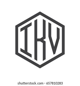three-letter initials hexagon logo black