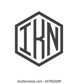 three-letter initials hexagon logo black