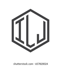 three-letter initials hexagon logo black