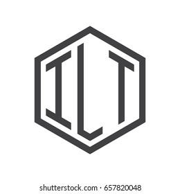 three-letter initials hexagon logo black