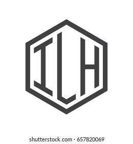 three-letter initials hexagon logo black