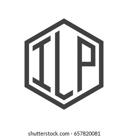 three-letter initials hexagon logo black