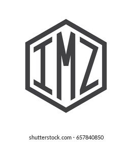 three-letter initials hexagon logo black