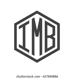 three-letter initials hexagon logo black