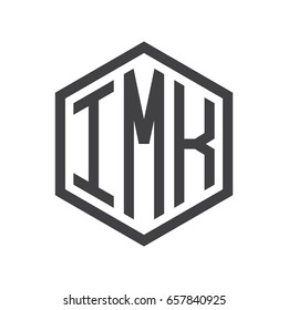 three-letter initials hexagon logo black