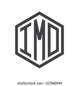 three-letter initials hexagon logo black