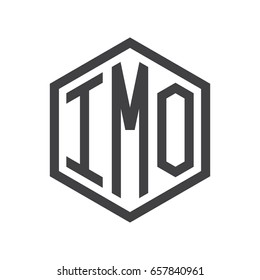 three-letter initials hexagon logo black