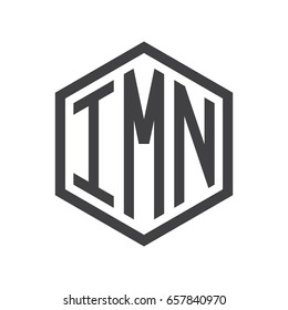 three-letter initials hexagon logo black