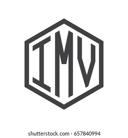 three-letter initials hexagon logo black