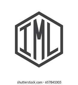 three-letter initials hexagon logo black