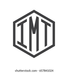 three-letter initials hexagon logo black