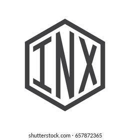 three-letter initials hexagon logo black