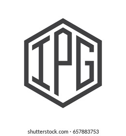 three-letter initials hexagon logo black