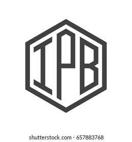 three-letter initials hexagon logo black