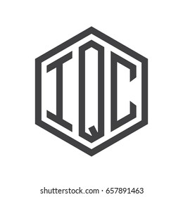 three-letter initials hexagon logo black