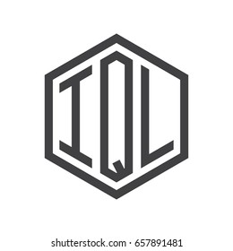 three-letter initials hexagon logo black
