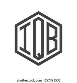 three-letter initials hexagon logo black