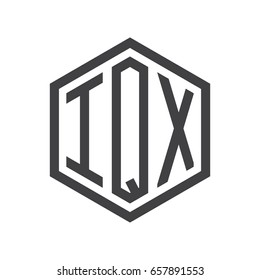 three-letter initials hexagon logo black