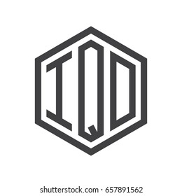three-letter initials hexagon logo black