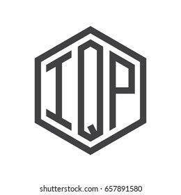 three-letter initials hexagon logo black
