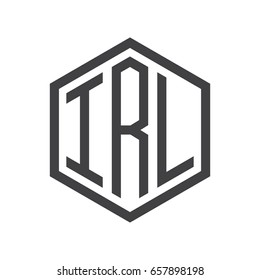 three-letter initials hexagon logo black