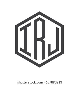 three-letter initials hexagon logo black