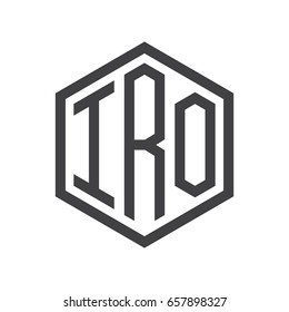 three-letter initials hexagon logo black