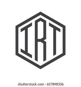 three-letter initials hexagon logo black