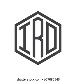 three-letter initials hexagon logo black