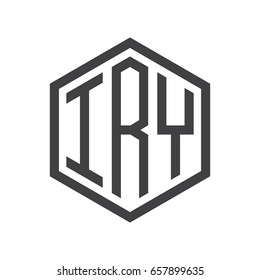 three-letter initials hexagon logo black