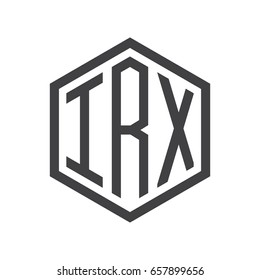 three-letter initials hexagon logo black